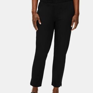 Eileen Fisher cotton stretch Black Elastic Waist ankle Straight Pants NEW NWT